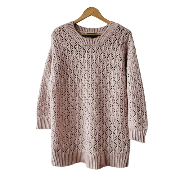 Lane Bryant Pale Pink Open Knit Sweater - Picture 1 of 11